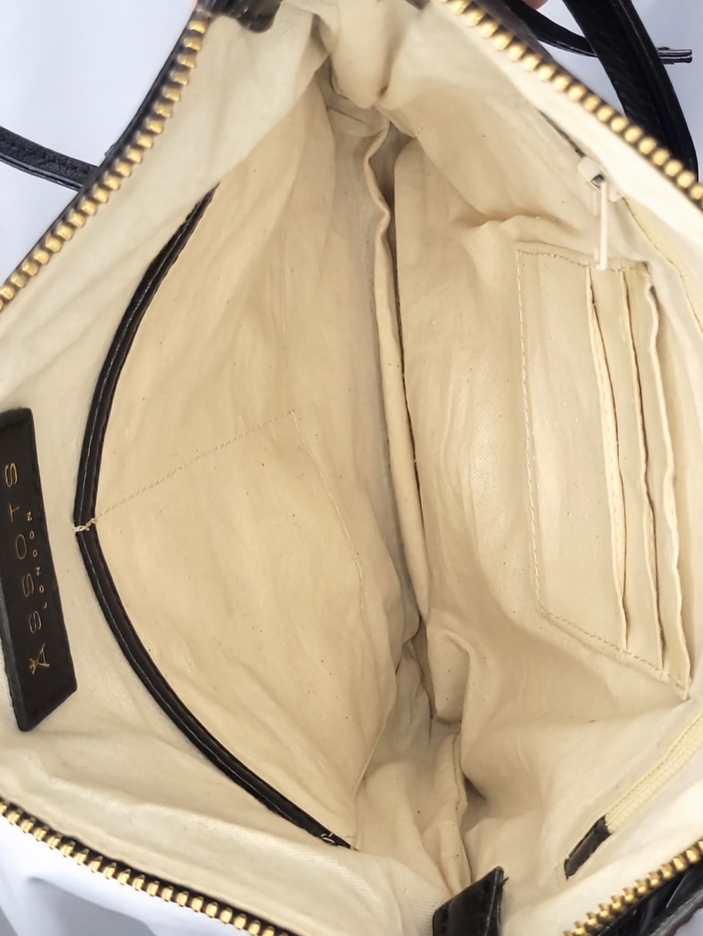 👜 Assots London Black Leather Crossbody Bag Multi Zip Pockets Classic Everyday - Picture 9 of 13